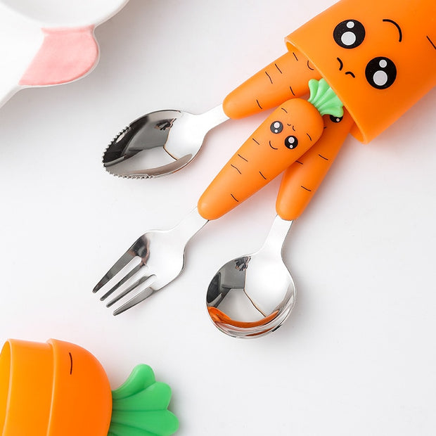 Kinder-Karotten-Geschirr-Löffel-Set