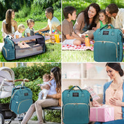 Foldable travel baby diaper bag integrated cradle with shade cloth 